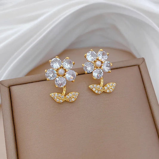White Rose Earrings